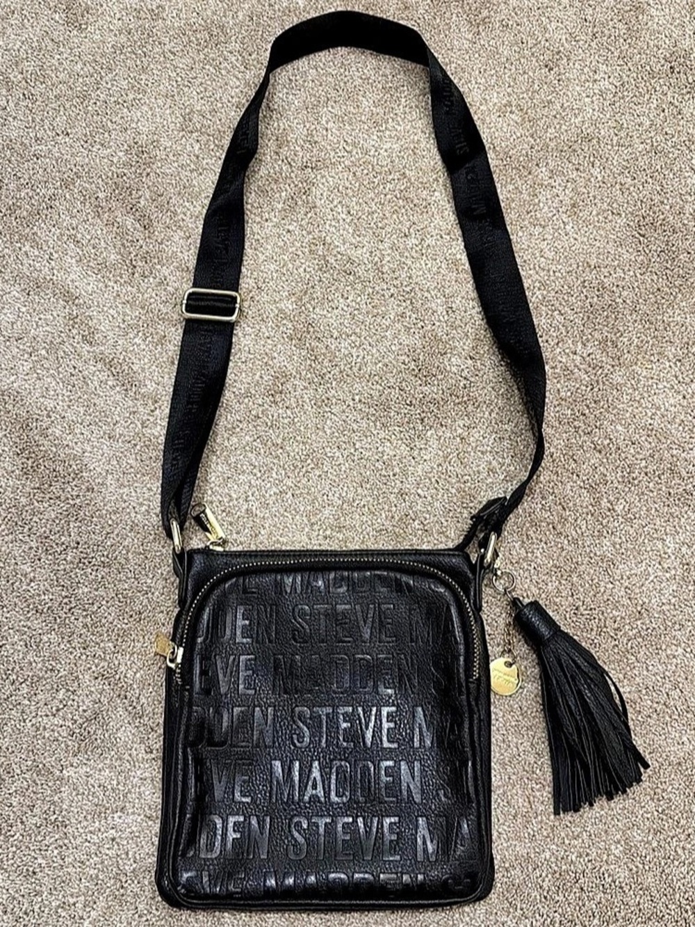 Steve Madden Black Embossed Crossbody Bag